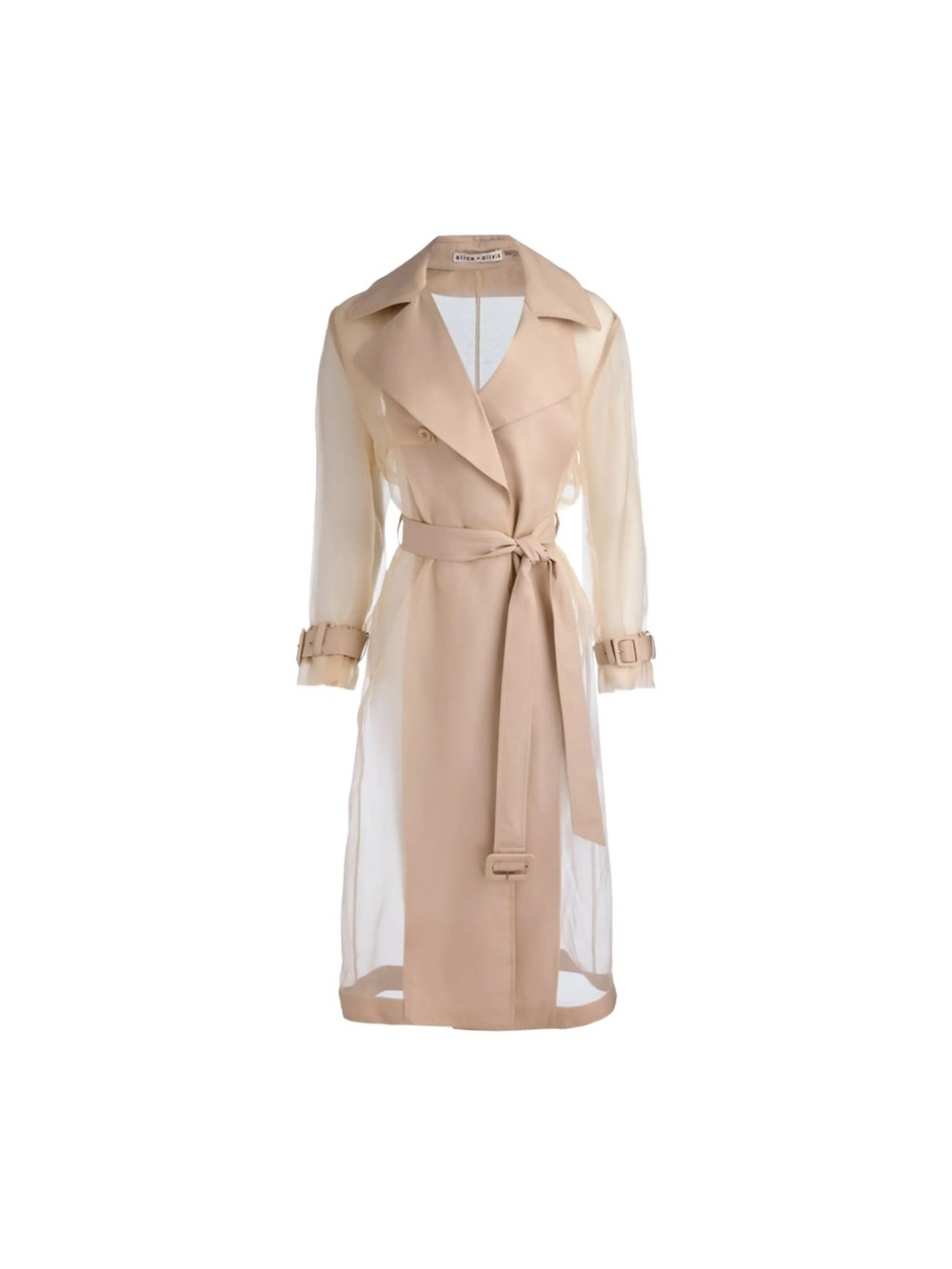 Alice + Olivia Sheer Trench Coat in Beige